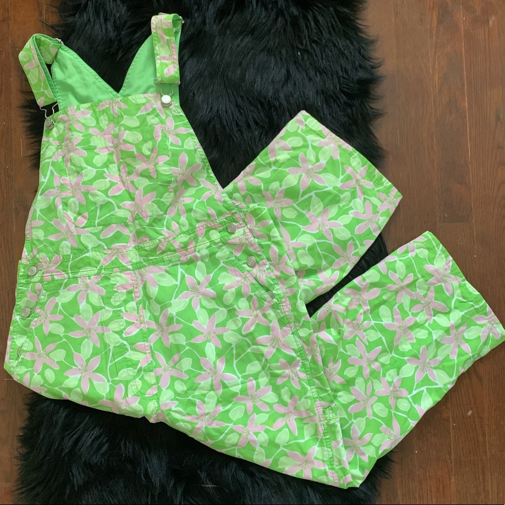 Lilly Pulitzer Pink Green Floral Capris Overalls